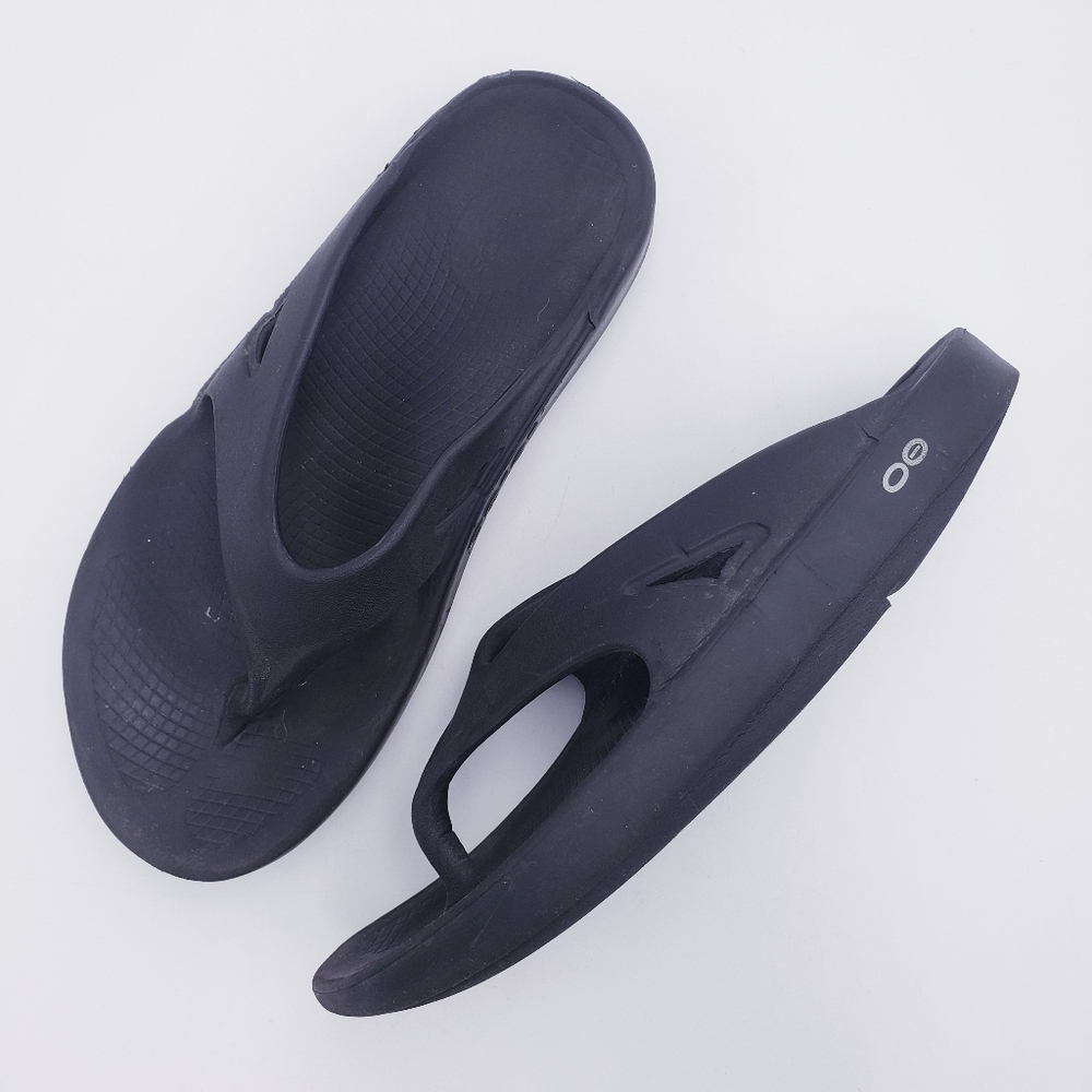 OOFOS OOriginal Unisex Mens 9‎ Womens 11 Black Thong Recovery Comfort Sandals